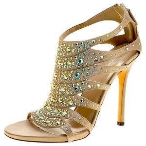 Gucci Crystal Studded Cage Satin Sandals